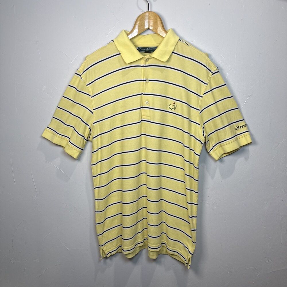 Masters Collection Polo Shirt Yellow Black White Stripes Size Medium